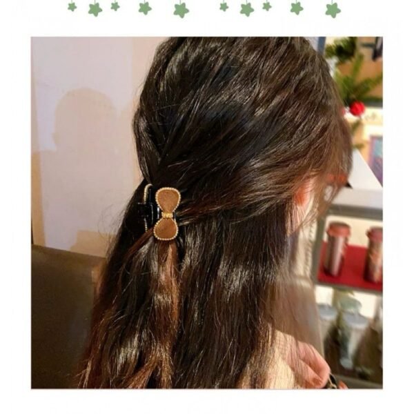 Studded Bow Hair Claw (4.5 cm) - Image 3