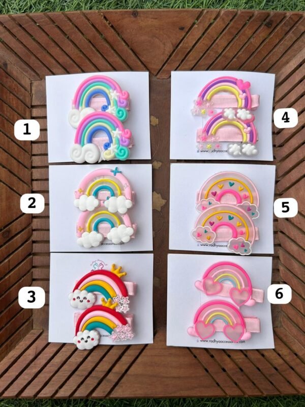 Colorful Rainbow Hair Clips Pair