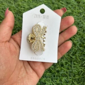 Zaya Pearl Stone Studded Metal Hair Claw (3.5)