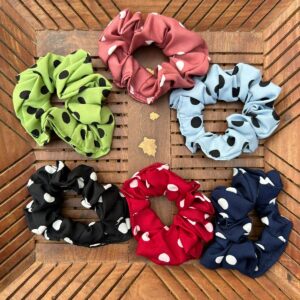 Polka Dot Cotton Scrunchies Combo (Pack of 4)