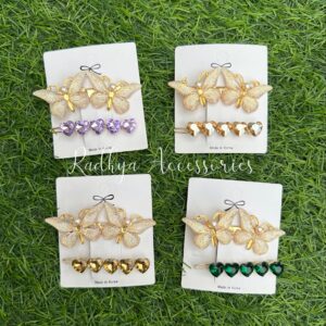 Premium Butterfly Heart Hair Clips Combo Card