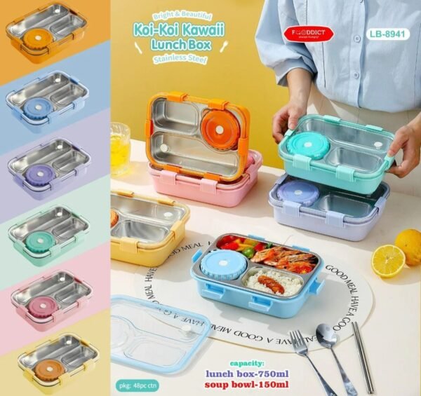 Bento 3 Grid Stainless Steel Lunch box - Image 9