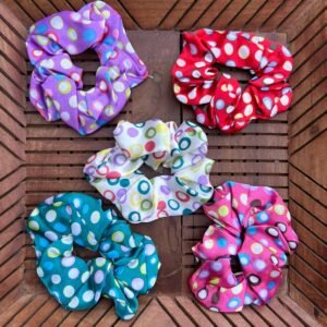 Medium size printed Satin Scrunchies (Pack of 5)