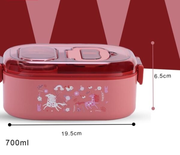 Unicorn Bento Stainless Steel Lunch Box (Red) - Image 5