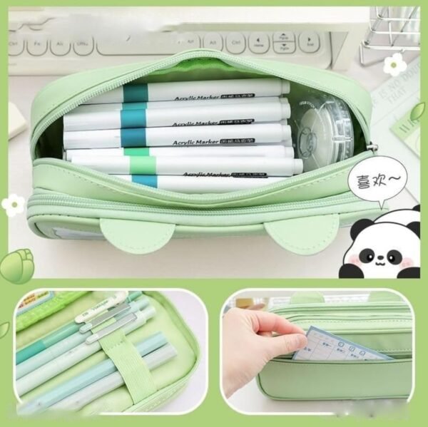 Panda theme Large Capacity Double layer Pencil Pouch - Image 3