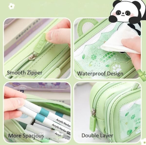 Panda theme Large Capacity Double layer Pencil Pouch - Image 4