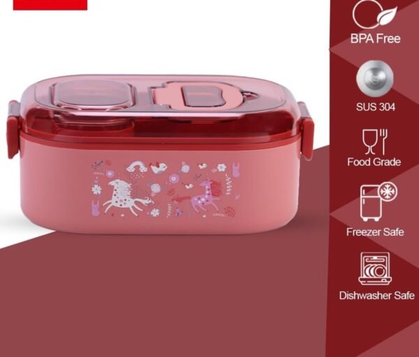 Unicorn Bento Stainless Steel Lunch Box (Red) - Image 6