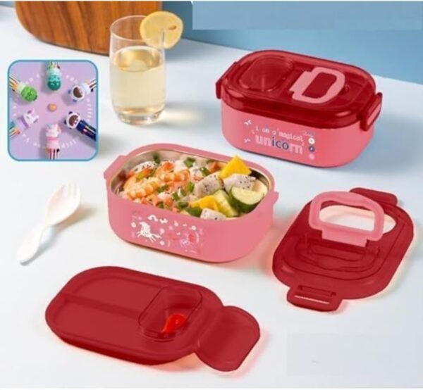 Unicorn Bento Stainless Steel Lunch Box (Red) - Image 7