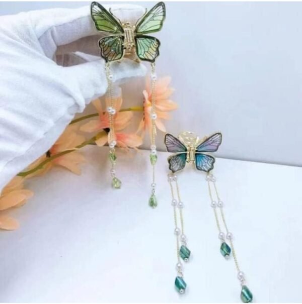 Butterfly Hair Claws with Tassels (3.5 cm) - Image 4