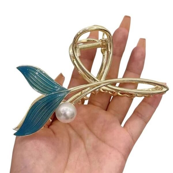 Mermaid Tail Pearl Metal Hair Claws - Image 6