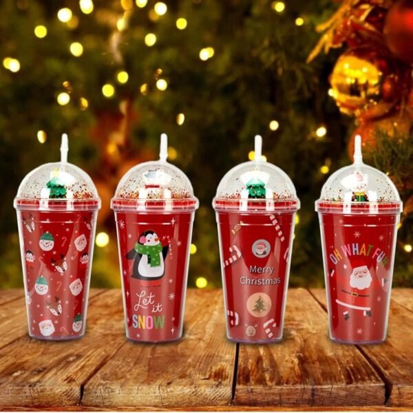 Christmas 450 ml Sippers with Straw