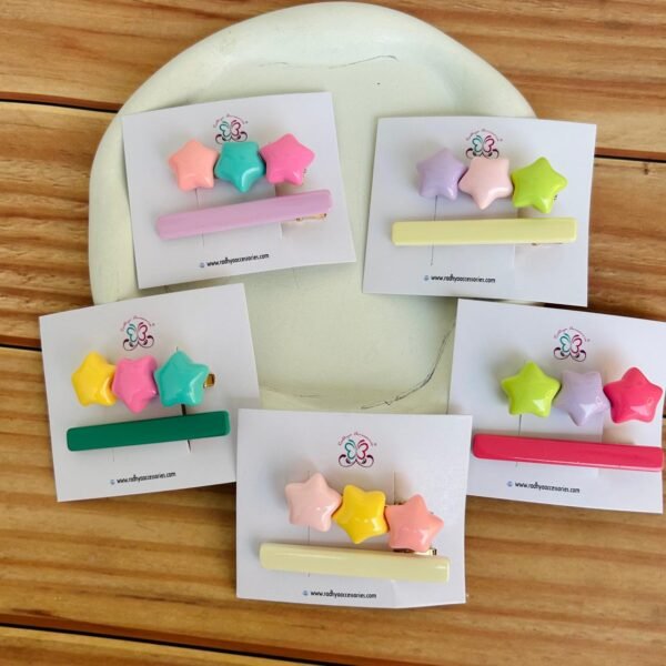 Korean Gloss finish Hair Clips Combo Card