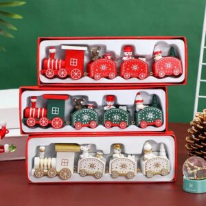 Christmas Wooden Train with 3 compartments & engine - Green