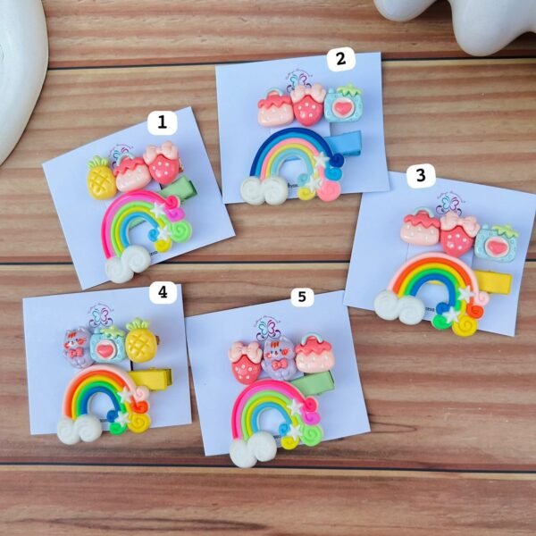 Rainbow Hair Clips Combo Card