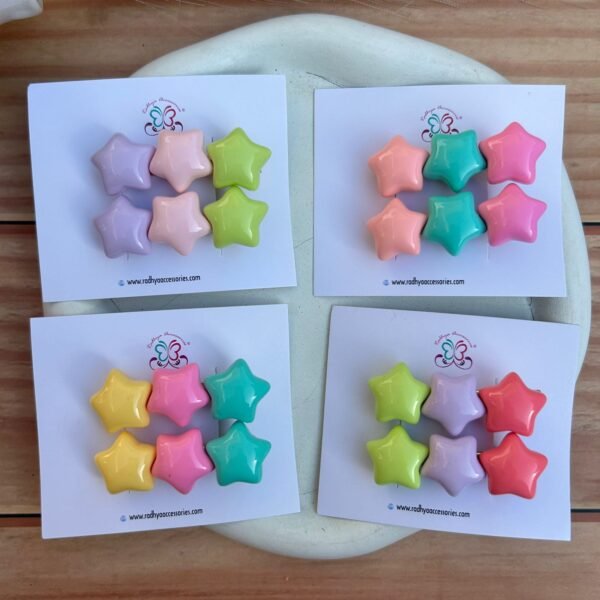 Colorful Star Hair Clips combo card