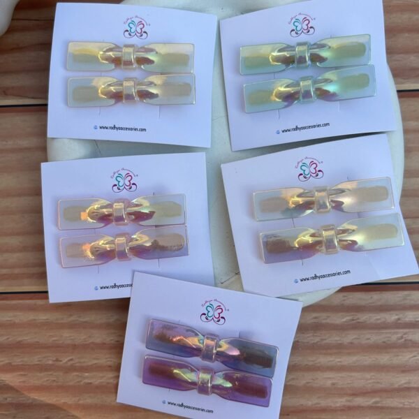 Holographic Bow Hair Clips pair - Image 2