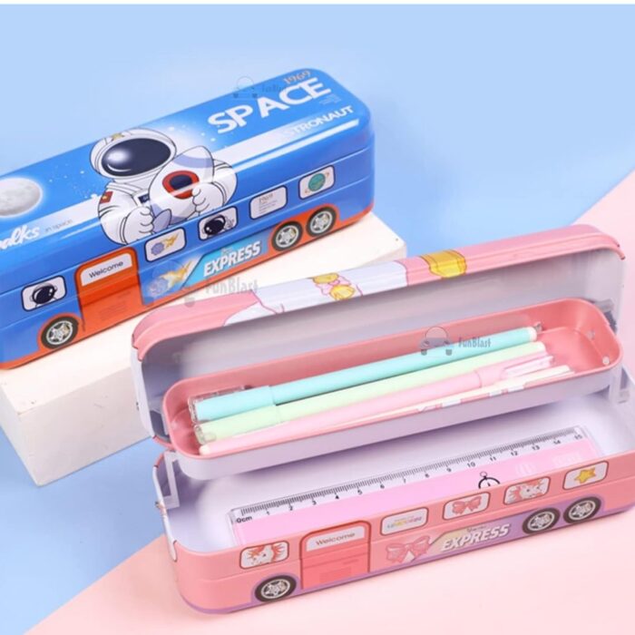Character theme metal Bus Pencil Box3
