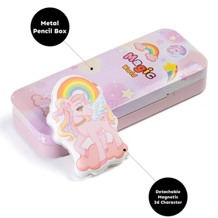 Puffy Unicorn Double decker Metal Pencil Box