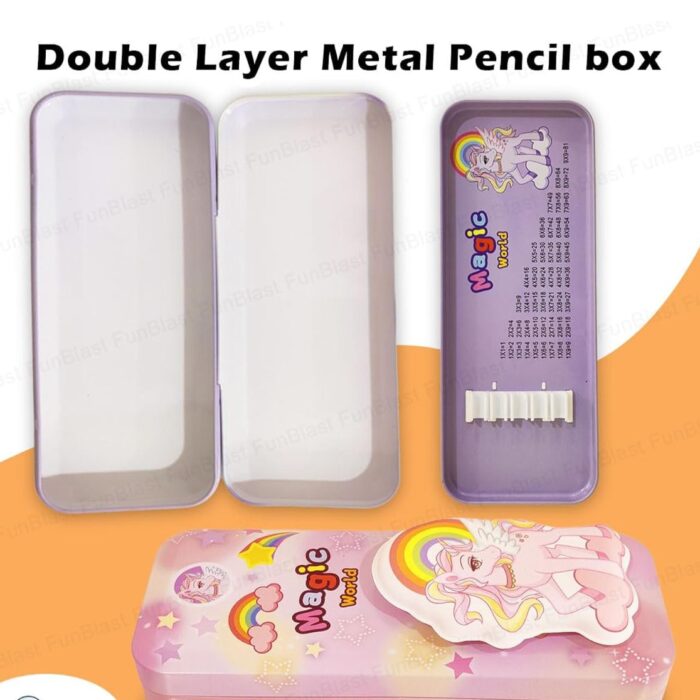 Puffy Unicorn Double decker Metal Pencil Box6