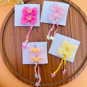 Sequin Tassel Heart Bow Clip Pair