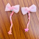 Sequin Tassel Heart Bow Clip Pair5