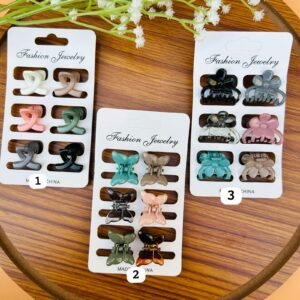 Korean Gloss Finish Hair Claws Card (6 pcs)
