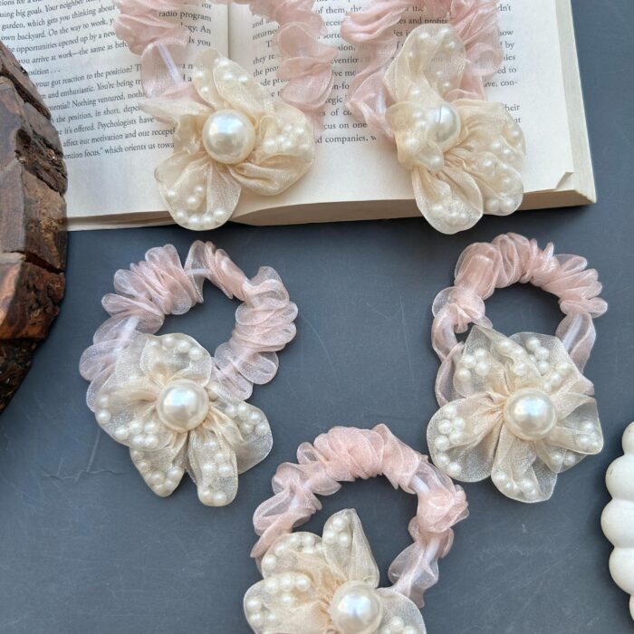 Lace Flower Bow Scrunchies1