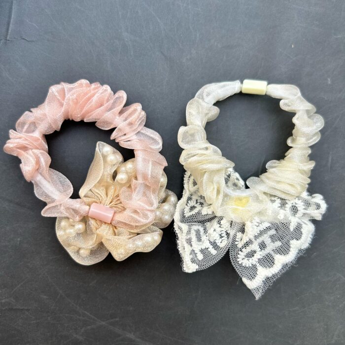 Lace Flower Bow Scrunchies2