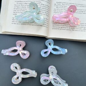 Holographic Marble print Bow Hair Claws