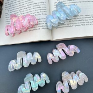 Holographic Marble print Zigzag Hair Claws