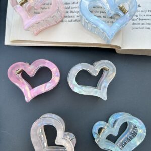 Holographic Marble print Heart Hair Claws