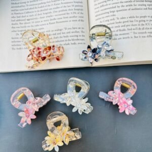 Bofeini Stone Studded Hair Claws - Pink