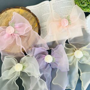 Fluffy Rosy Hair Bow Clip