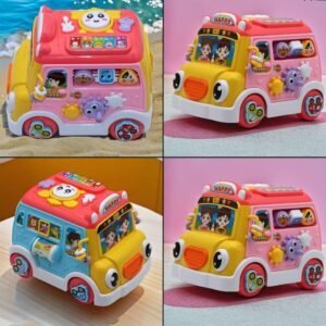 Educational Building Blocks Car Universal Multifunctional Sound n Light Bus Interactive 360° Rotating