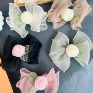 Rosy Garden Hair Bow Clip