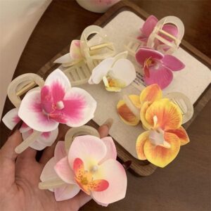 Orchid Hair Claw Clips