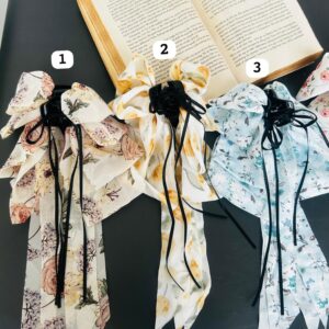 Floral Long Bow Hair Claws
