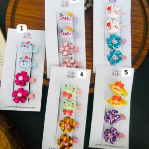 Flower Cartoon Hair Clips Combo Card