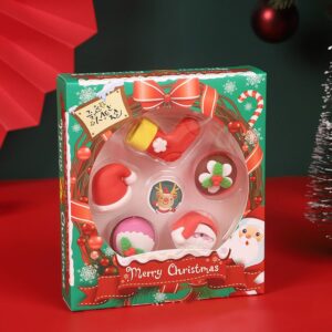 Christmas Erasers pack Cute 3D Erasers Snowman Mini 6 Erasers Box
