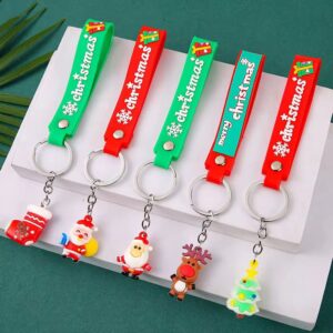 2D Silicone Christmas Keychains (Pack of 5)