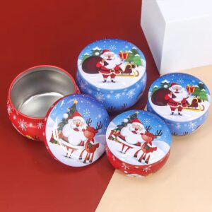 Christmas Themed Round Metal Tin Box