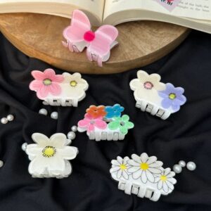 Flower Bow Acrylic Hair Claws