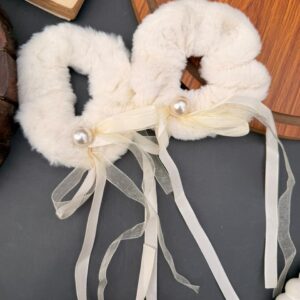 Furry Large Hairties with Ribbon (Pack of 2)