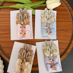 Embellished Rabbit Bow Clips Combo