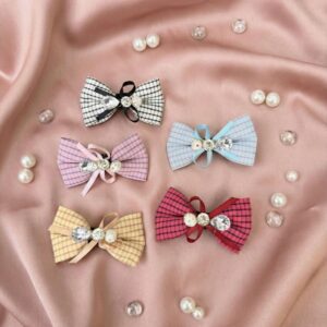 Checked Ribbon Bow clips (Pack of 5)