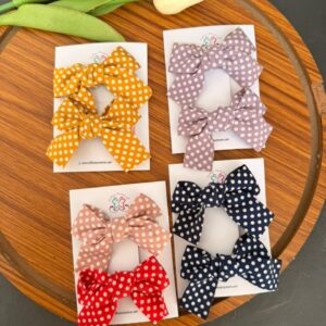Polka Bow Clips Pair