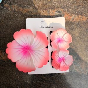 Hibiscus Flower Hair Claws Set - Red