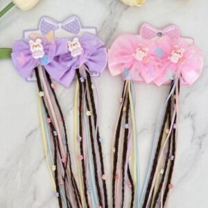 Cartoon Tasseled Hair Bow Clips Pair