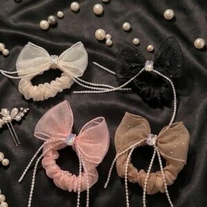 Pearl Bow Rubberband (Pack of 4)