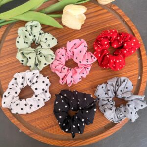 Polka Dot Scrunchies (Pack of 6)